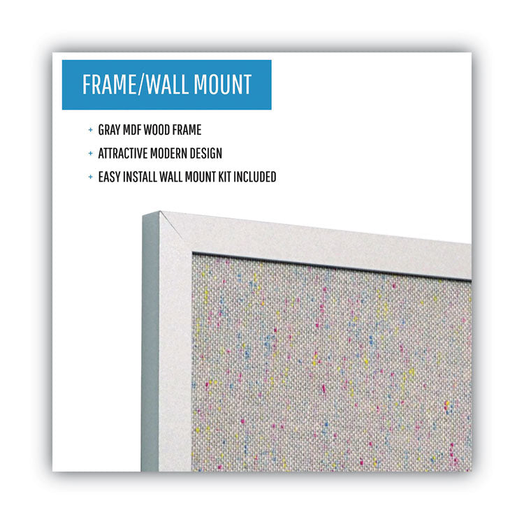 MasterVision® Designer Fabric Bulletin Board, 24 x 18, Gray Surface, Gray MDF Wood Frame (BVCFB0470608) Each