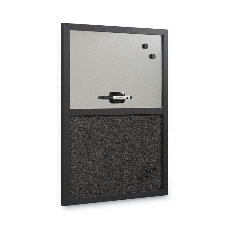 MasterVision® Designer Combo Fabric Bulletin/Dry Erase Board, 24 x 18, Charcoal/Gray Surface, Black MDF Wood Frame (BVCMX04433168) Each