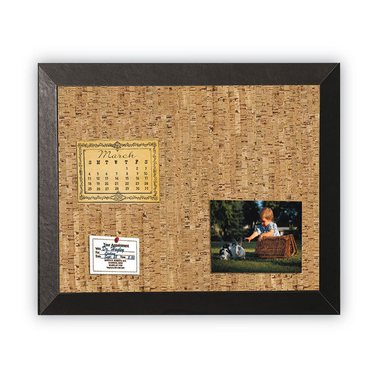 MasterVision® Natural Cork Bulletin Board, 24 x 18, Tan Surface, Black Wood Frame (BVCSF0422581012) Each