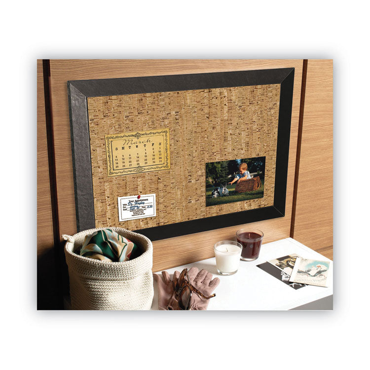 MasterVision® Natural Cork Bulletin Board, 24 x 18, Tan Surface, Black Wood Frame (BVCSF0422581012) Each