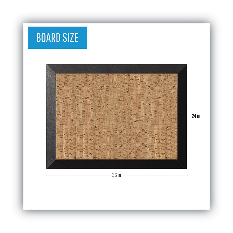 MasterVision® Natural Cork Bulletin Board, 36 x 24, Tan Surface, Black Wood Frame (BVCSF0722581012) Each