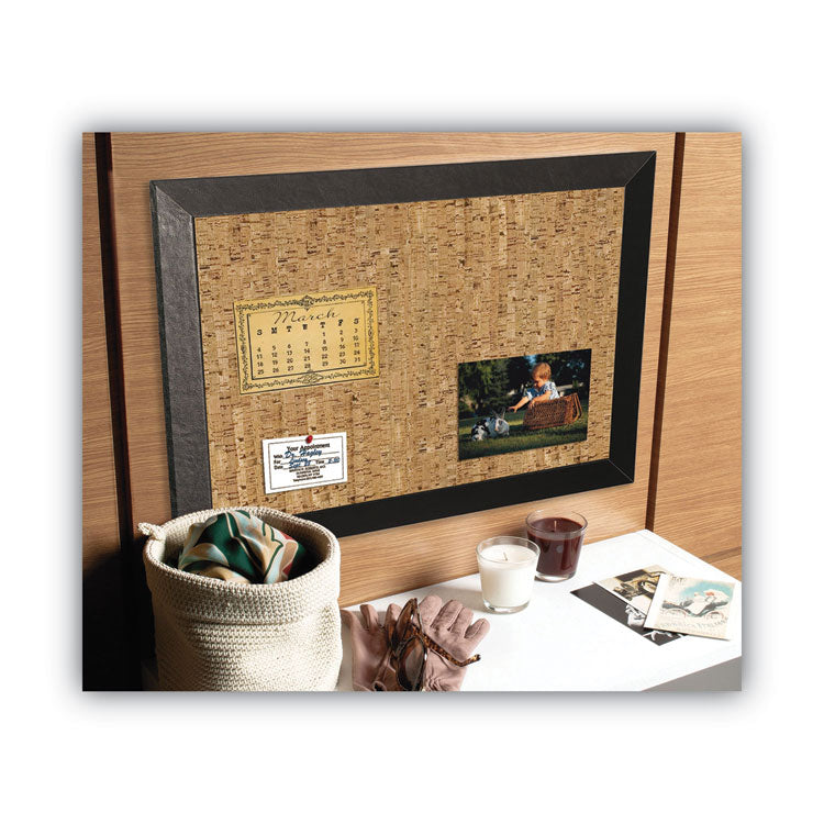 MasterVision® Natural Cork Bulletin Board, 36 x 24, Tan Surface, Black Wood Frame (BVCSF0722581012) Each