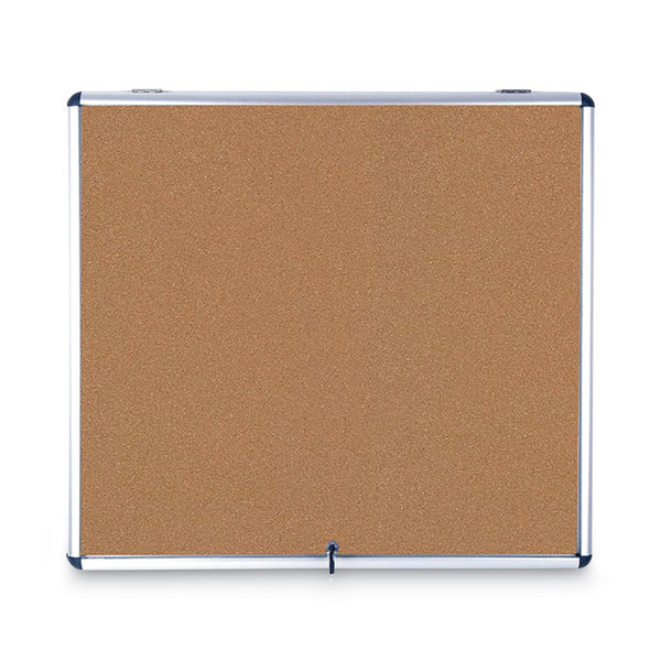 MasterVision® Slim-Line Enclosed Cork Bulletin Board, One Door, 47 x 38, Tan Surface, Aluminum Frame (BVCVT380101150) Each