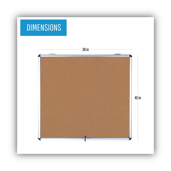 MasterVision® Slim-Line Enclosed Cork Bulletin Board, One Door, 47 x 38, Tan Surface, Aluminum Frame (BVCVT380101150) Each