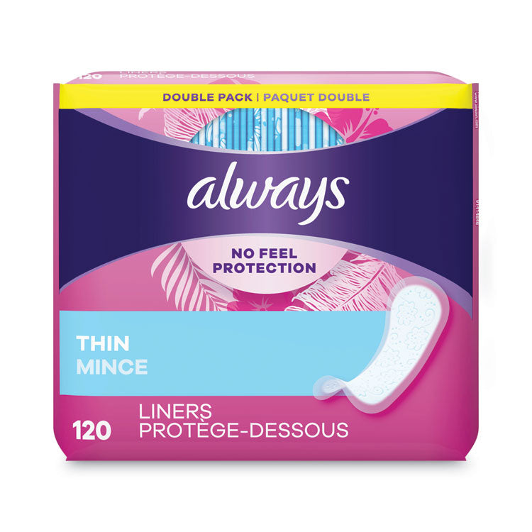 Always® Thin Daily Panty Liners, Regular, 120/Pack (PGC10796PK)