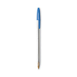 BIC® Cristal Xtra Smooth Ballpoint Pen, Stick, Medium 1 mm, Blue Ink, Clear Barrel, Dozen (BICMS11BE)