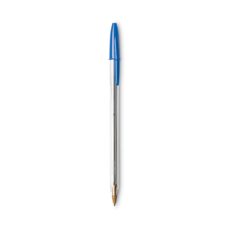 BIC® Cristal Xtra Smooth Ballpoint Pen, Stick, Medium 1 mm, Blue Ink, Clear Barrel, Dozen (BICMS11BE)