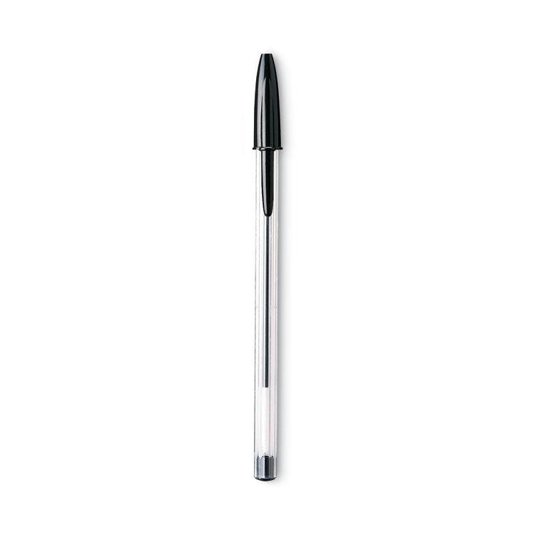 BIC® Cristal Xtra Smooth Ballpoint Pen, Stick, Medium 1 mm, Black Ink, Clear Barrel, Dozen (BICMS11BK)