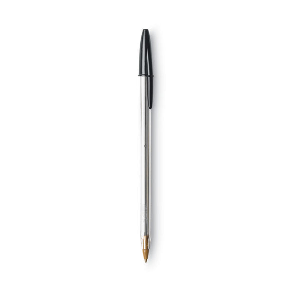 BIC® Cristal Xtra Smooth Ballpoint Pen, Stick, Medium 1 mm, Black Ink, Clear Barrel, Dozen (BICMS11BK)