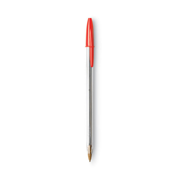 BIC® Cristal Xtra Smooth Ballpoint Pen, Stick, Medium 1 mm, Red Ink, Clear Barrel, Dozen (BICMS11RD)