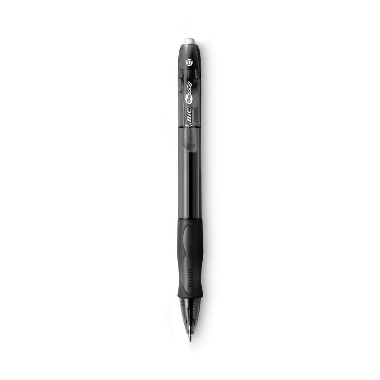 BIC® Gel-ocity Gel Pen, Retractable, Medium 0.7 mm, Black Ink, Translucent Black Barrel, Dozen (BICRLC11BK) Box of 12