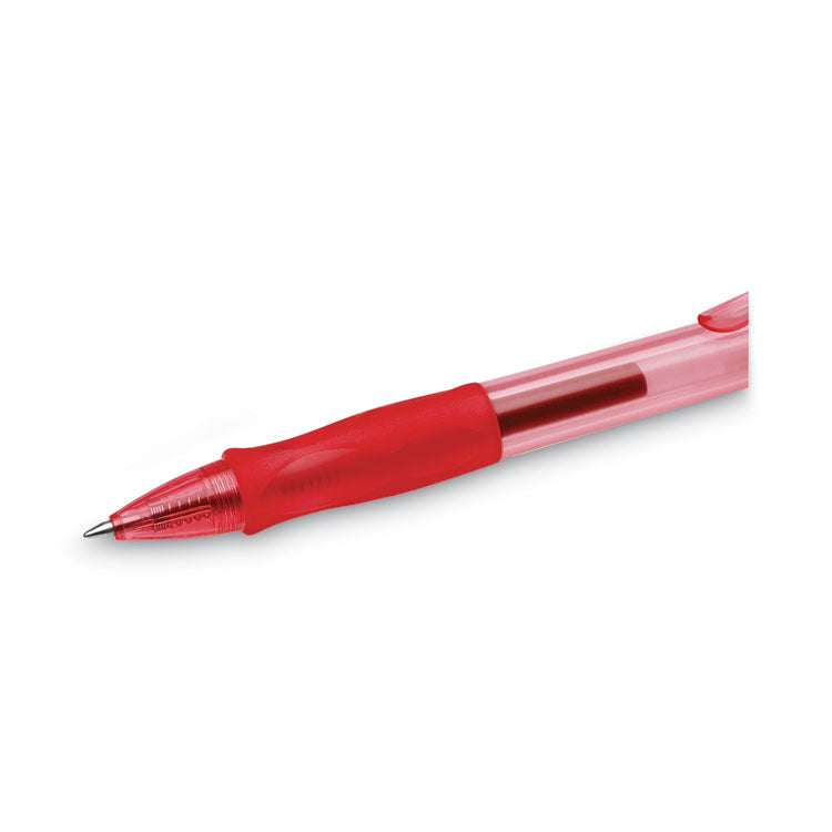 BIC® Gel-ocity Gel Pen, Retractable, Medium 0.7 mm, Red Ink, Translucent Red Barrel, Dozen (BICRLC11RD)