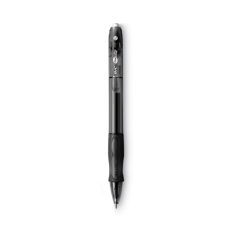 BIC® Gel-ocity Gel Pen Value Pack, Retractable, Medium 0.7 mm, Black Ink, Clear/Black Barrel, 24/Pack (BICRLC241BK)