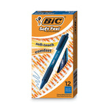 BIC® Soft Feel Ballpoint Pen, Retractable, Medium 1 mm, Blue Ink, Blue Barrel, Dozen (BICSCSM11BE)