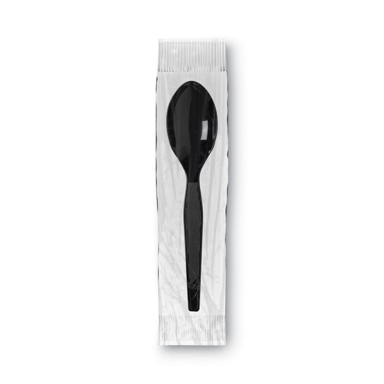 Dixie® Grab’N Go Wrapped Cutlery, Teaspoons, Black, 90/Box, 6 Box/Carton (DXETM5W540)