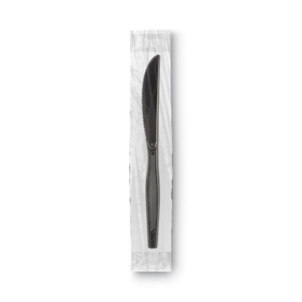 Dixie® Grab’N Go Wrapped Cutlery, Knives, Black, 90/Box (DXEKM5W540PK)