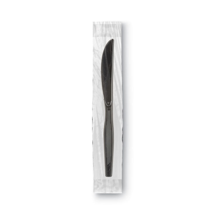 Dixie® Grab’N Go Wrapped Cutlery, Knives, Black, 90/Box (DXEKM5W540PK) Pack of 90