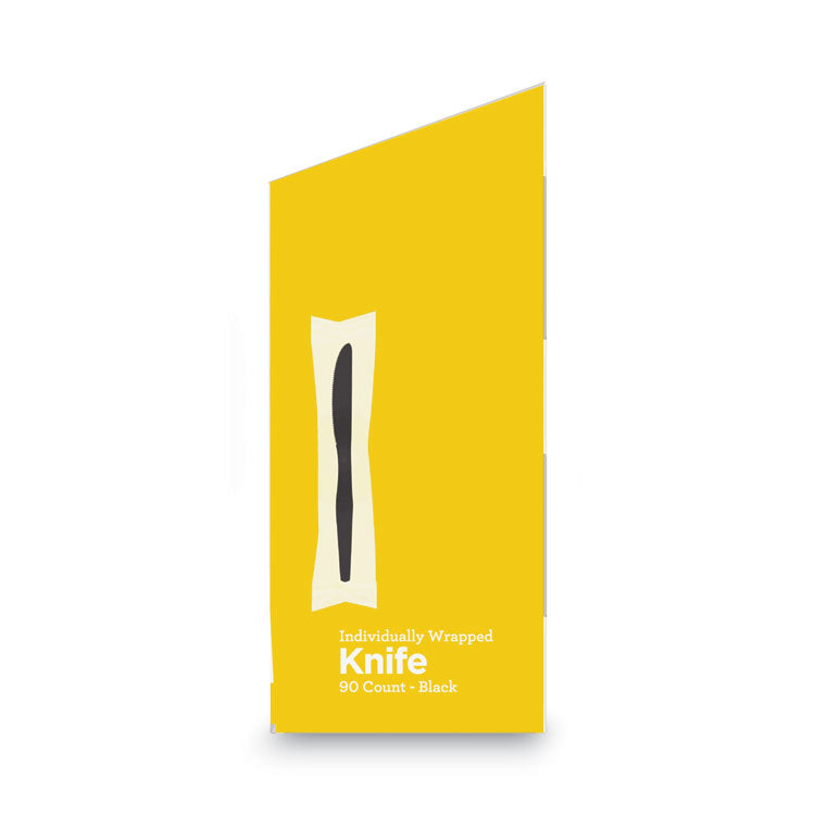 Dixie® Grab’N Go Wrapped Cutlery, Knives, Black, 90/Box (DXEKM5W540PK) Pack of 90
