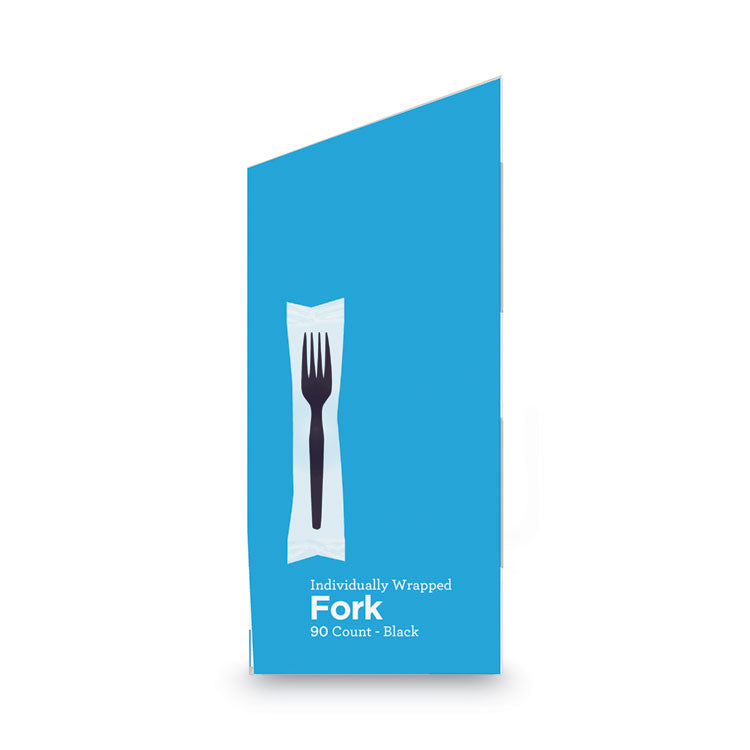 Dixie® Grab’N Go Wrapped Cutlery, Forks, Black, 90/Box, 6 Box/Carton (DXEFM5W540) Case of 6