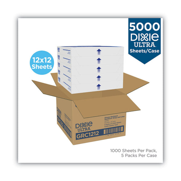 Dixie® All-Purpose Food Wrap, Dry Wax Paper, 12 x 12, White, 1,000/Carton (DXEGRC1212)