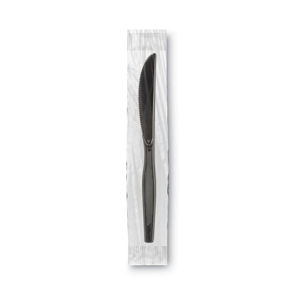 Dixie® Grab’N Go Wrapped Cutlery, Knives, Black, 90/Box, 6 Box/Carton (DXEKM5W540)