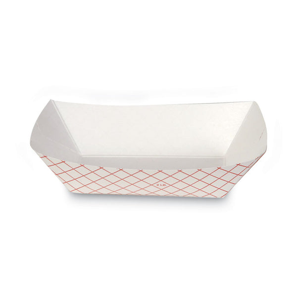 Dixie® Kant Leek Polycoated Paper Food Tray, 1 lb Capacity, 6.25 x 4.7 x 1.6, Red Plaid, 1,000/Carton (DXERP1008)