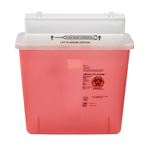SharpStar™ In-Room™ Sharps Container Translucent Red Base 12-1/2 H X 5-1/2 D X 10-3/4 W Inch Horizontal Entry 1.25 Gallon (344297_CS) 20/CS