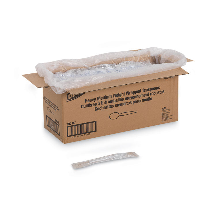 Dixie® Individually Wrapped Mediumweight Polystyrene Cutlery, Teaspoons, White, 1,000/Carton (DXETM23C7) Case of 1000