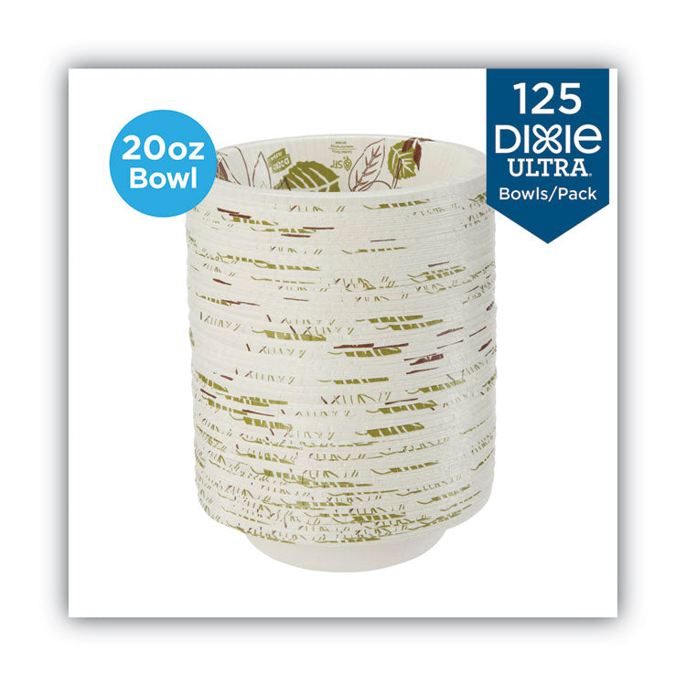 Dixie® Pathways Heavyweight Paper Bowls, 20 oz, White/Green/Burgundy, 125/Pack (DXESX20PATHPK)