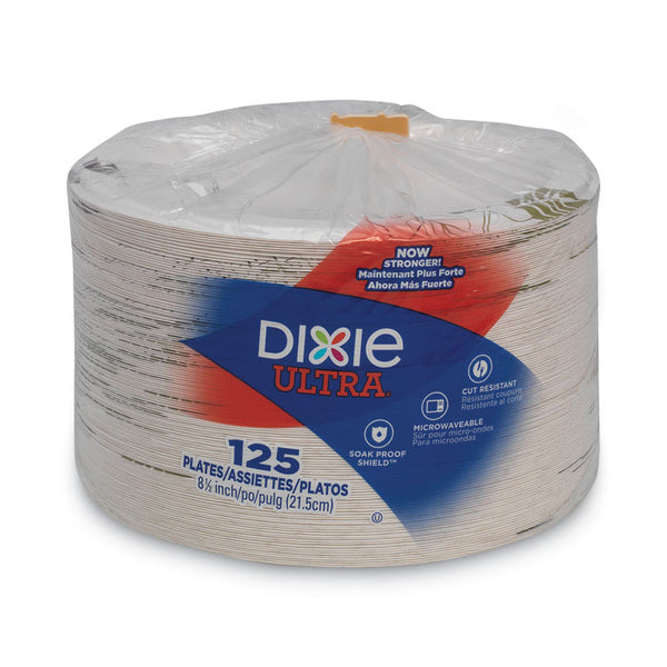 Dixie® Pathways Soak Proof Shield Heavyweight Paper Plates, 8.5" dia, Green/Burgundy, 125/Pack (DXESXP9PATHPK)