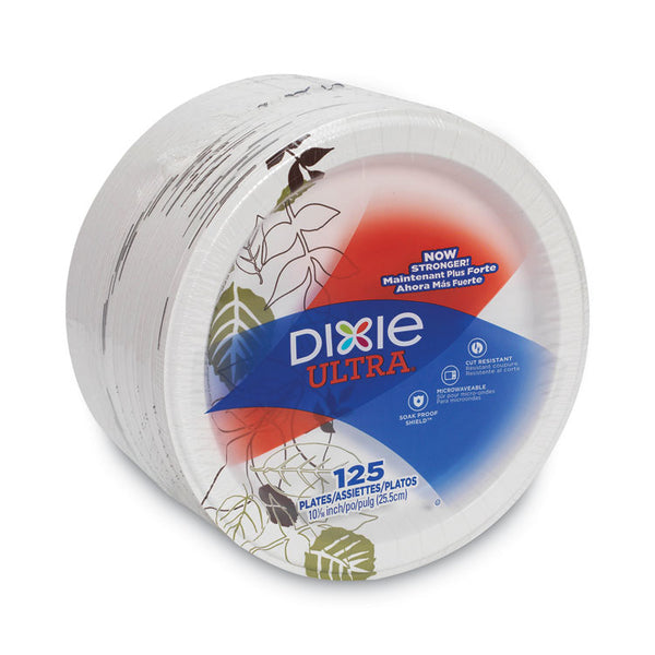 Dixie® Pathways Soak Proof Shield Heavyweight Paper Plates, 10.13" dia, Green/Burgundy, 125/Pack (DXESXP10PATHPK)