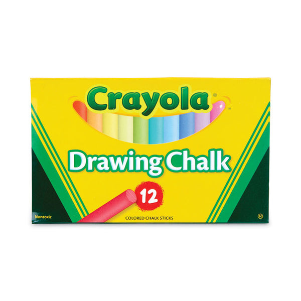 Crayola® Colored Drawing Chalk, 3.19" x 0.38" Diameter, 12 Assorted Colors 12 Sticks/Set (CYO510403)