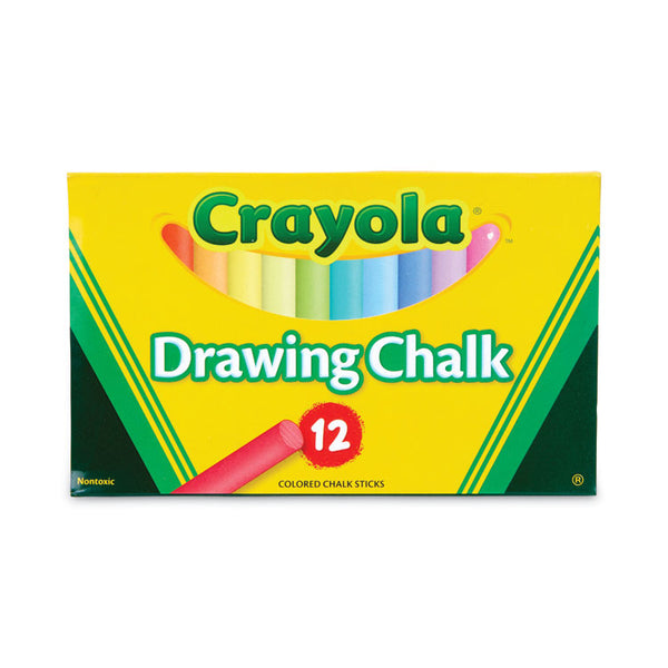 Crayola® Colored Drawing Chalk, 3.19" x 0.38" Diameter, 12 Assorted Colors 12 Sticks/Set (CYO510403) Pack of 12