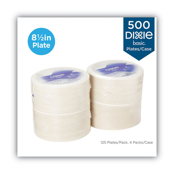 Dixie® Paper Dinnerware, Plates, White, 8.5" dia, 125/Pack, 4/Carton (DXEDBP09WCT)