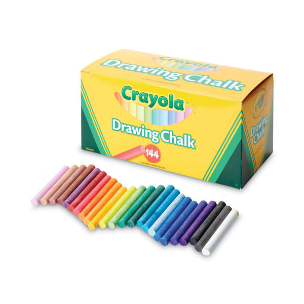 Crayola® Colored Drawing Chalk, 3.19" x 0.38" Diameter, Six Each of 24 Assorted Colors, 144 Sticks/Set (CYO510400) Set of 144