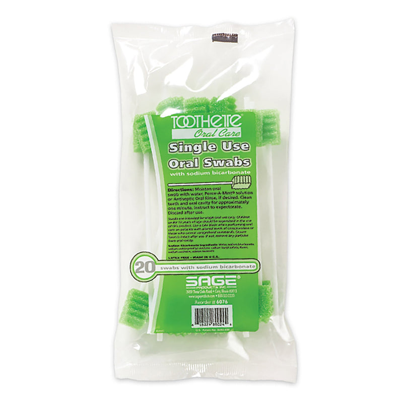 Toothette® Plus Oral Swab Sodium Bicarbonate Foam Tip 20 per Pack (362537_PK) 20/PK