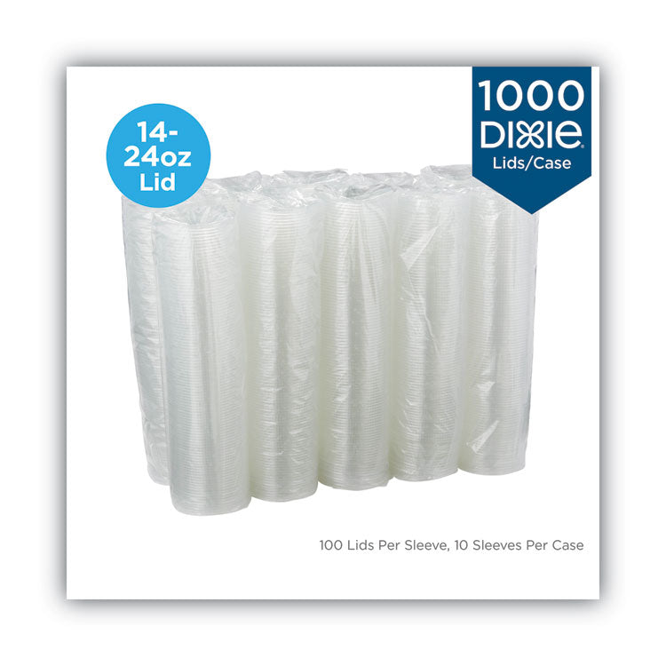Dixie® Cold Drink Cup Lids, Fits 16 oz Plastic Cold Cups, Clear, 100/Sleeve, 10 Sleeves/Carton (DXECL1424PET)