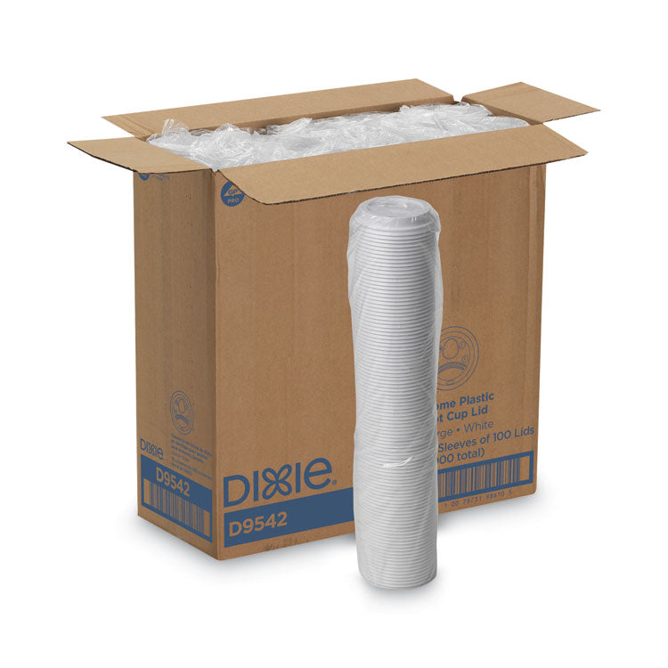 Dixie® Dome Drink-Thru Lids, Fits 10 oz to 16 oz Paper Hot Cups, White, 1,000/Carton (DXED9542)