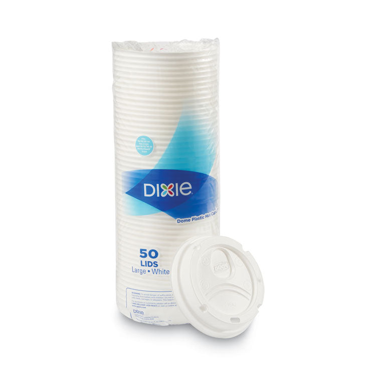 Dixie® Dome Drink-Thru Lids, Fits 10 oz to 16 oz PerfecTouch; 12 oz to 20 oz WiseSize Cup, White, 50/Pack (DXE9542500DXPK)