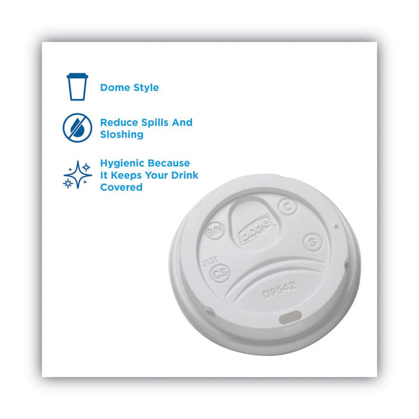 Dixie® Dome Drink-Thru Lids, Fits 10 oz to 16 oz Paper Hot Cups, White, 1,000/Carton (DXED9542)