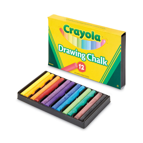 Crayola® Colored Drawing Chalk, 3.19" x 0.38" Diameter, 12 Assorted Colors 12 Sticks/Set (CYO510403) Pack of 12