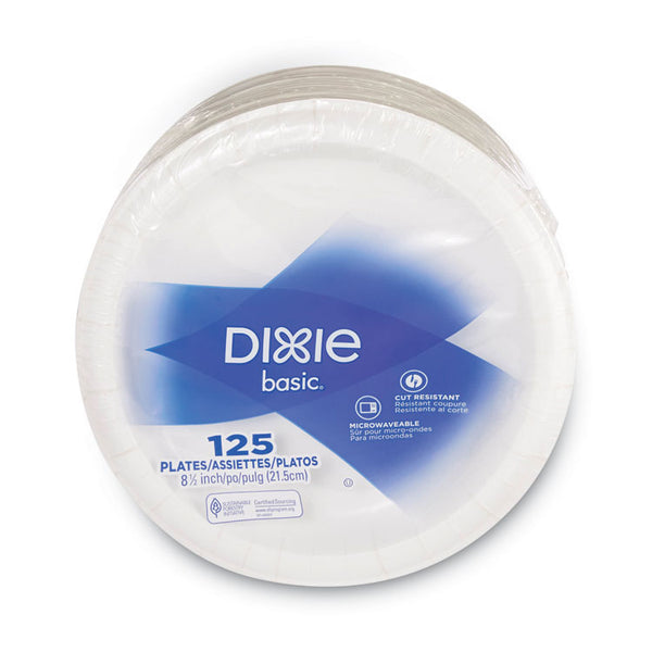Dixie® Paper Dinnerware, Plates, White, 8.5" dia, 125/Pack (DXEDBP09W)