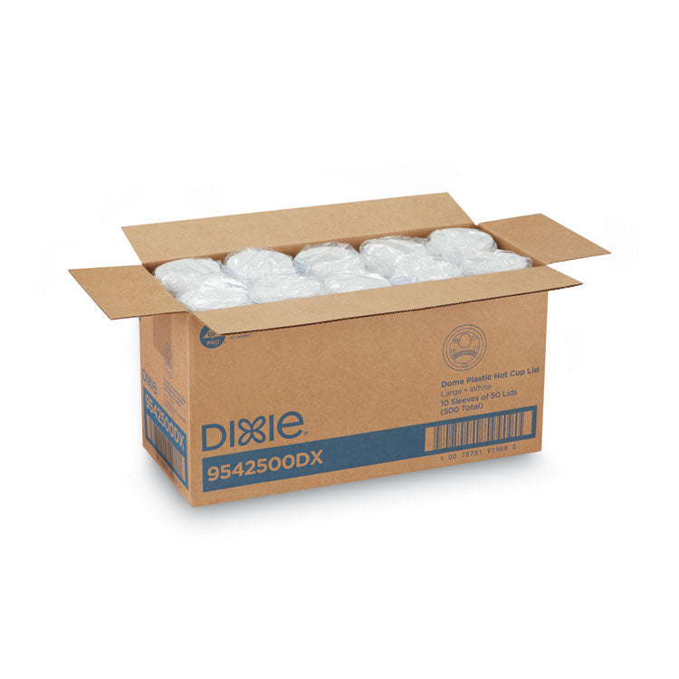 Dixie® White Dome Lid Fits 10 oz to 16 oz Perfectouch Cups, 12 oz to 20 oz Hot Cups, WiseSize, 500/Carton (DXE9542500DXCT)