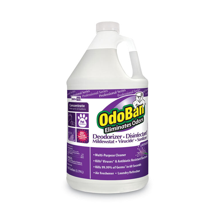 OdoBan® Concentrate Odor Eliminator and Disinfectant, Lavender Scent, 1 gal Bottle, 4/Carton (ODO911162G4CT) Case of 4