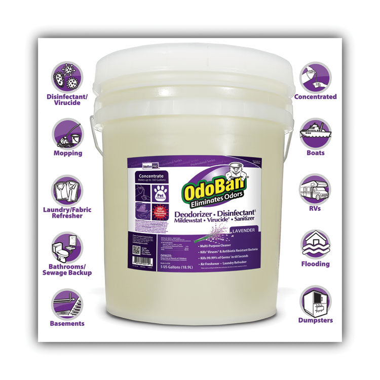 OdoBan® Concentrated Odor Eliminator and Disinfectant, Lavender Scent, 5 gal Pail (ODO9111625G) Each