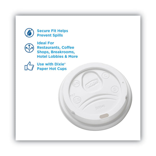 Dixie® Sip-Through Dome Hot Drink Lids, Fits 10 oz Cups, White, 100/Pack, 10 Packs/Carton (DXEDL9540CT)