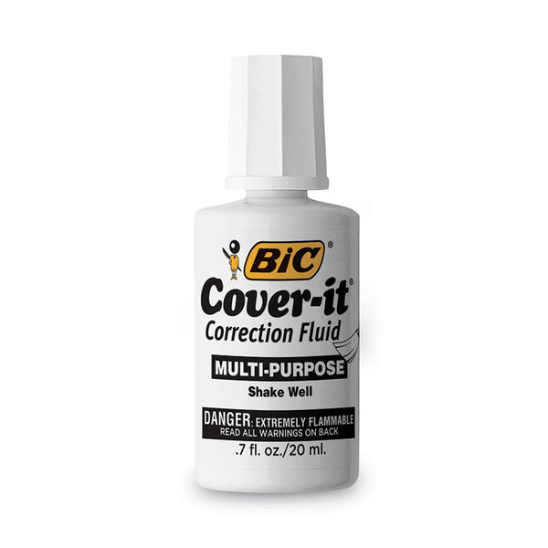 BIC® Cover-It Correction Fluid, 20 ml Bottle, White, Dozen (BICWOC12DZ)