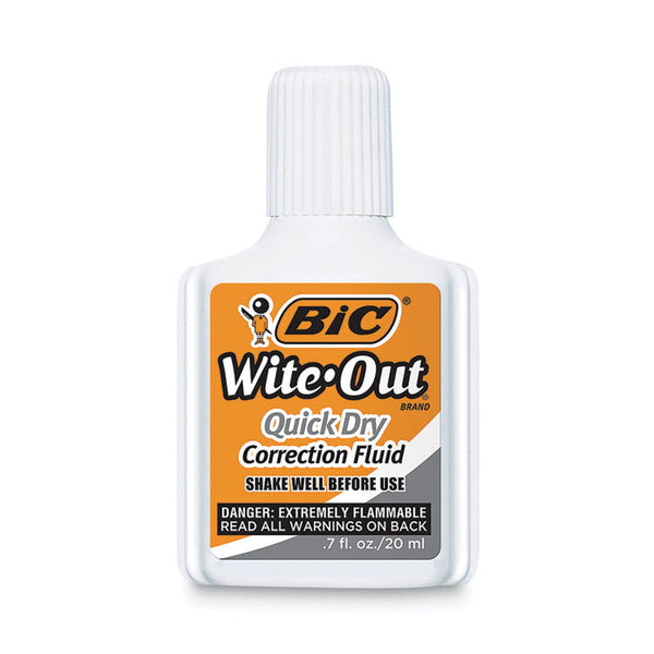 BIC® Wite-Out Quick Dry Correction Fluid, 20 mL Bottle, White, 3/Pack (BICWOFQD324)