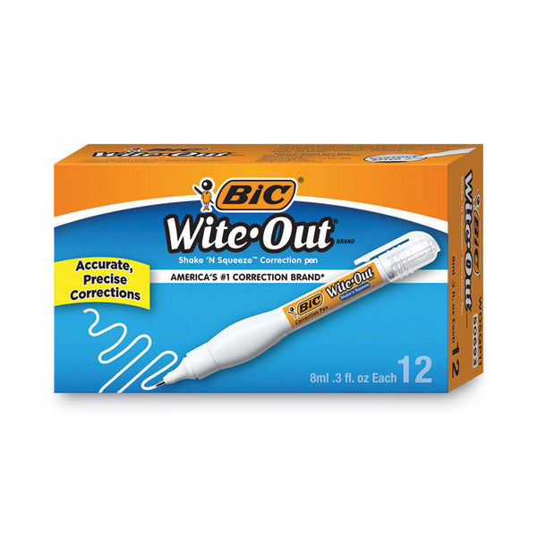 BIC® Wite-Out Shake 'n Squeeze Correction Pen, 8 mL, White (BICWOSQP11)