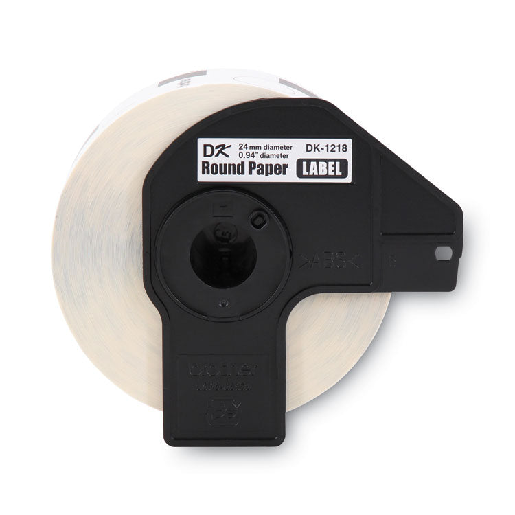 Brother Die-Cut Round Paper Labels, 0.94" dia, White, 1,000 Labels/Roll (BRTDK1218) Roll of 1000